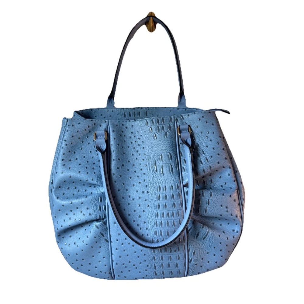 NWOT Cato XXL Blue Croc Satchel matching Wallet laptop Career Animal Reptile
